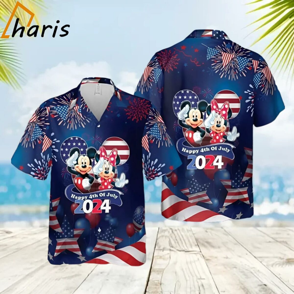 Mickey Minnie Fireworks Happy 4th July Hawaiian Shirt 2 2