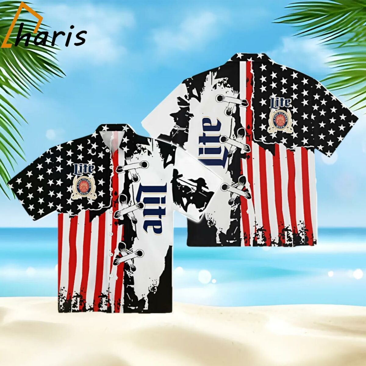 Miller Lite USA Flag Hawaiian Shirt 1 1