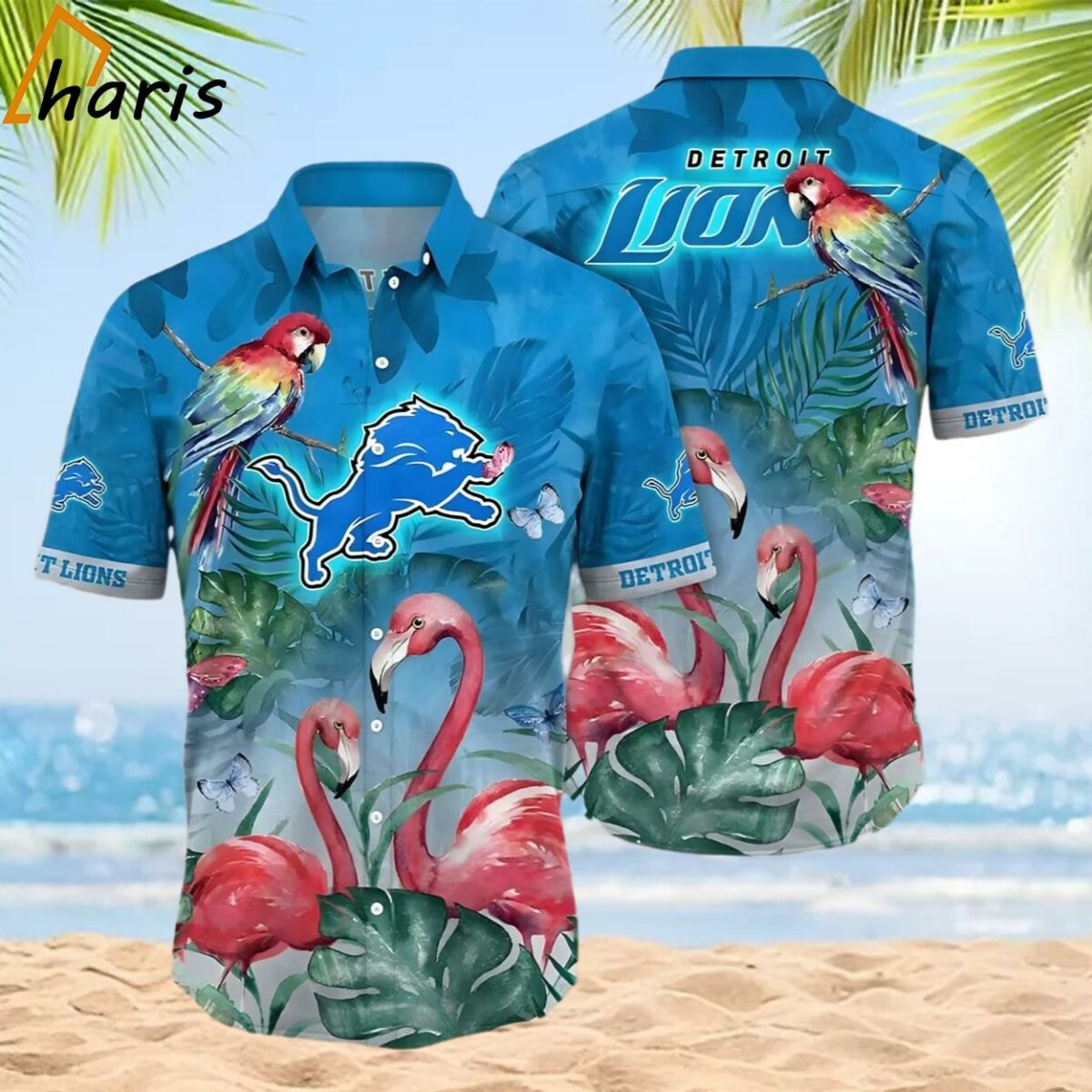 NFL Detroit Lions 2024 Flamingo And Parrot Hawaiian Shirt 2 2