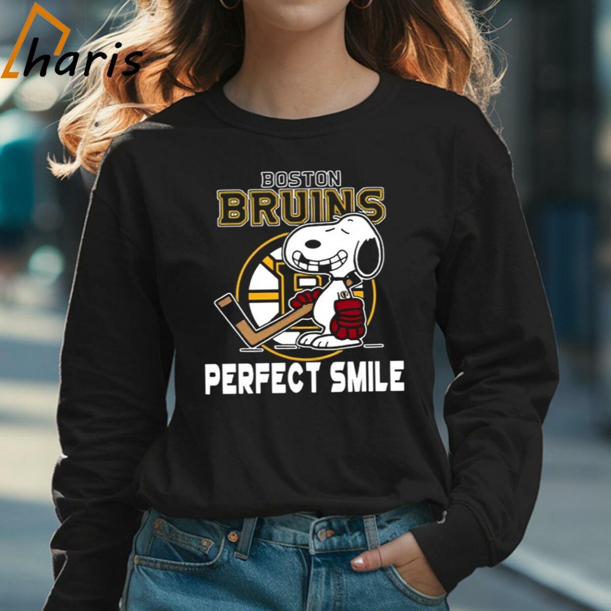 NHL Boston Bruins Snoopy Perfect Smile The Peanuts Movie Hockey T shirt 3 Long sleeve shirt