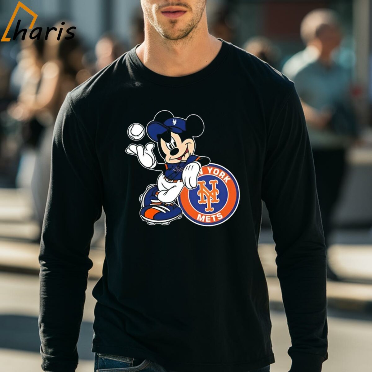 Nice Mickey Mouse Hat New York Mets Baseball Shirt 4 long sleeve shirt