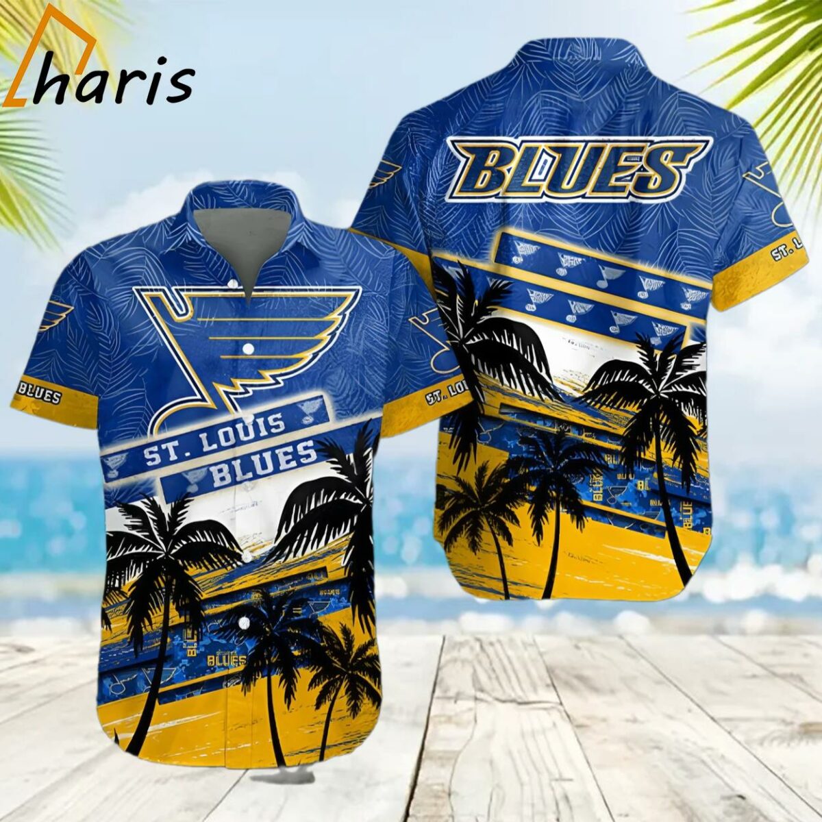 Palm Tree Summer Vibe With StLouis Blues Hawaiian Shirt 2 2
