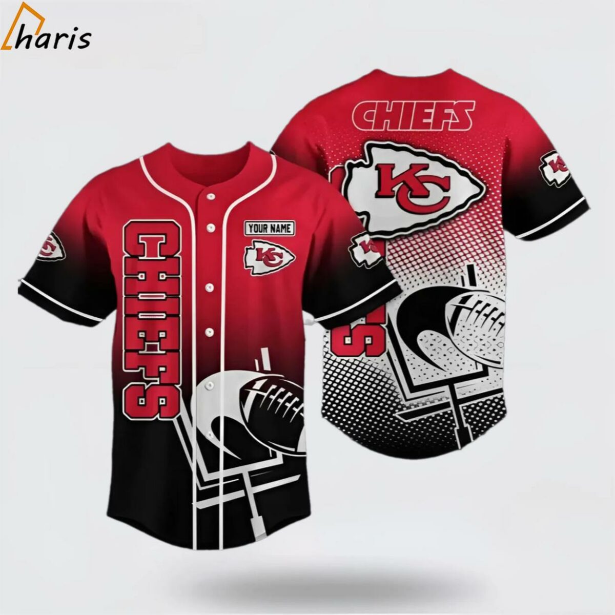 Personalized Football KC Chiefs Logo Sport Team Baseball Jersey 1 jersey