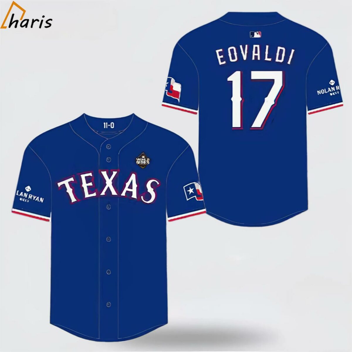 Rangers Nathan Eovaldi Replica Postseason Jersey 2024 Giveaway 1 1