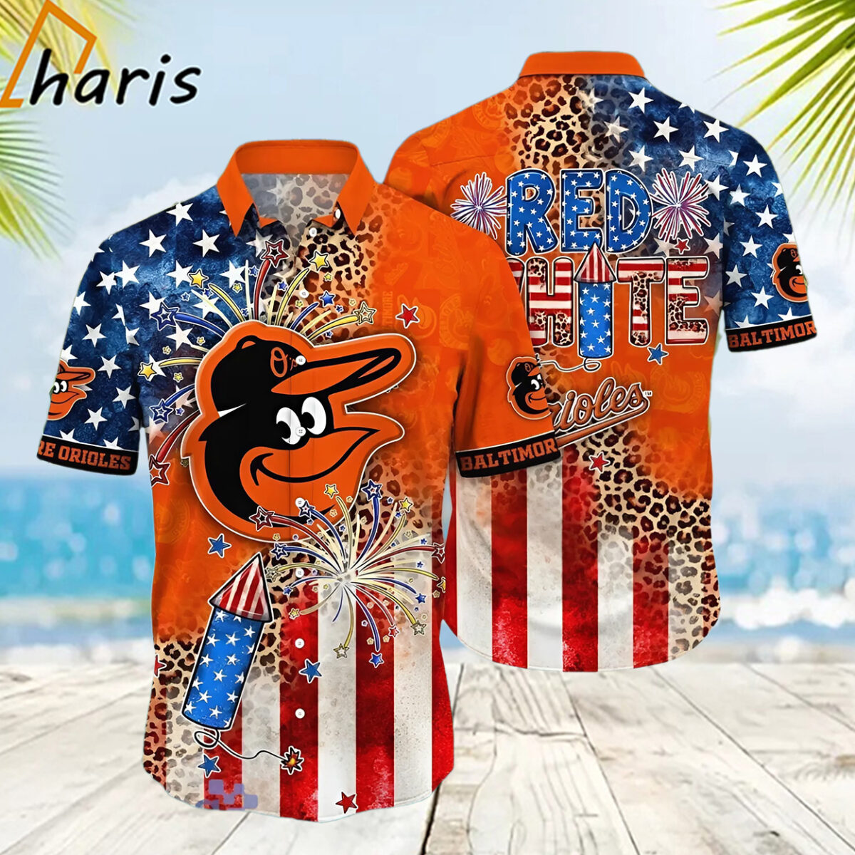 Red White Baltimore Orioles Fourth Of July Hawaiian Shirt