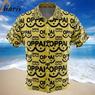 Saitama Oppai One Punch Man Button Up Hawaiian Shirt 1 1