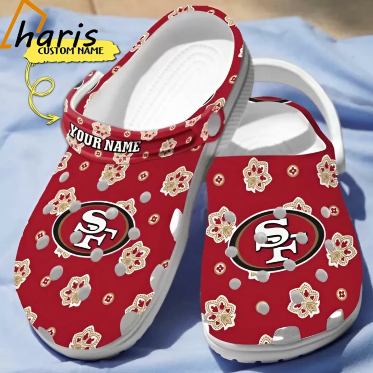 San Francisco 49ers Custom Name Red Clogs 1 jersey