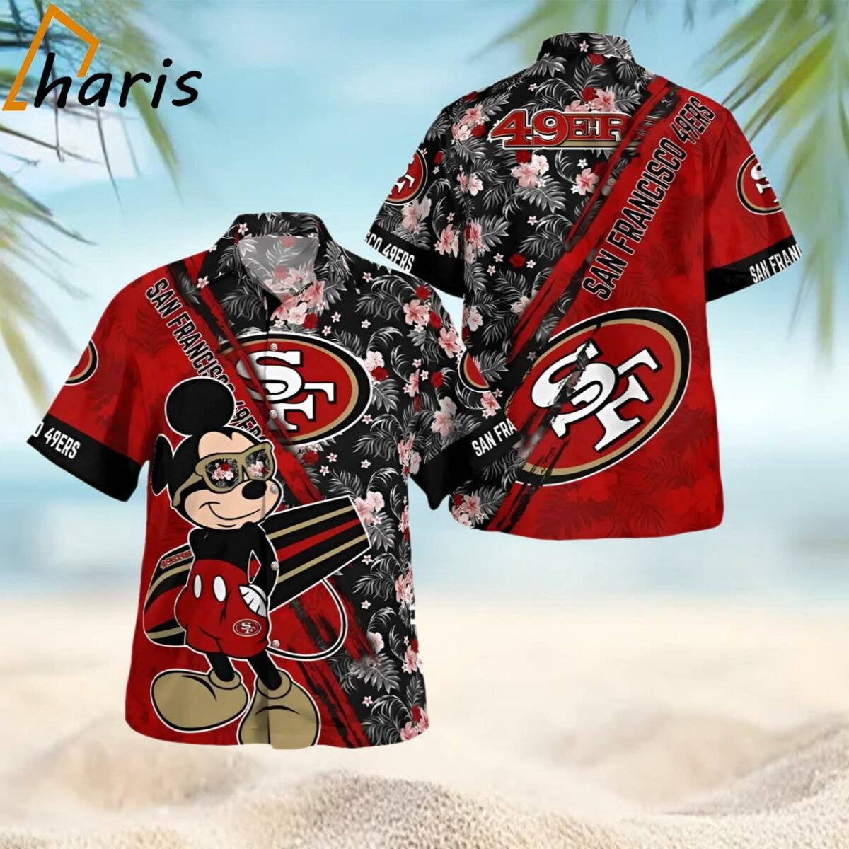 San Francisco 49ers Mickey Mouse Floral Hawaii Shirt 1 1
