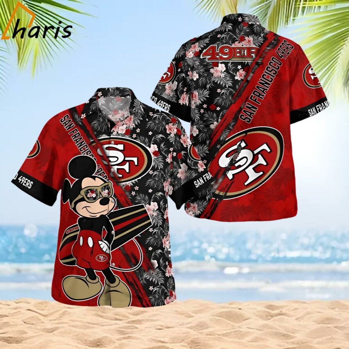 San Francisco 49ers Mickey Mouse Floral Hawaii Shirt 2 2
