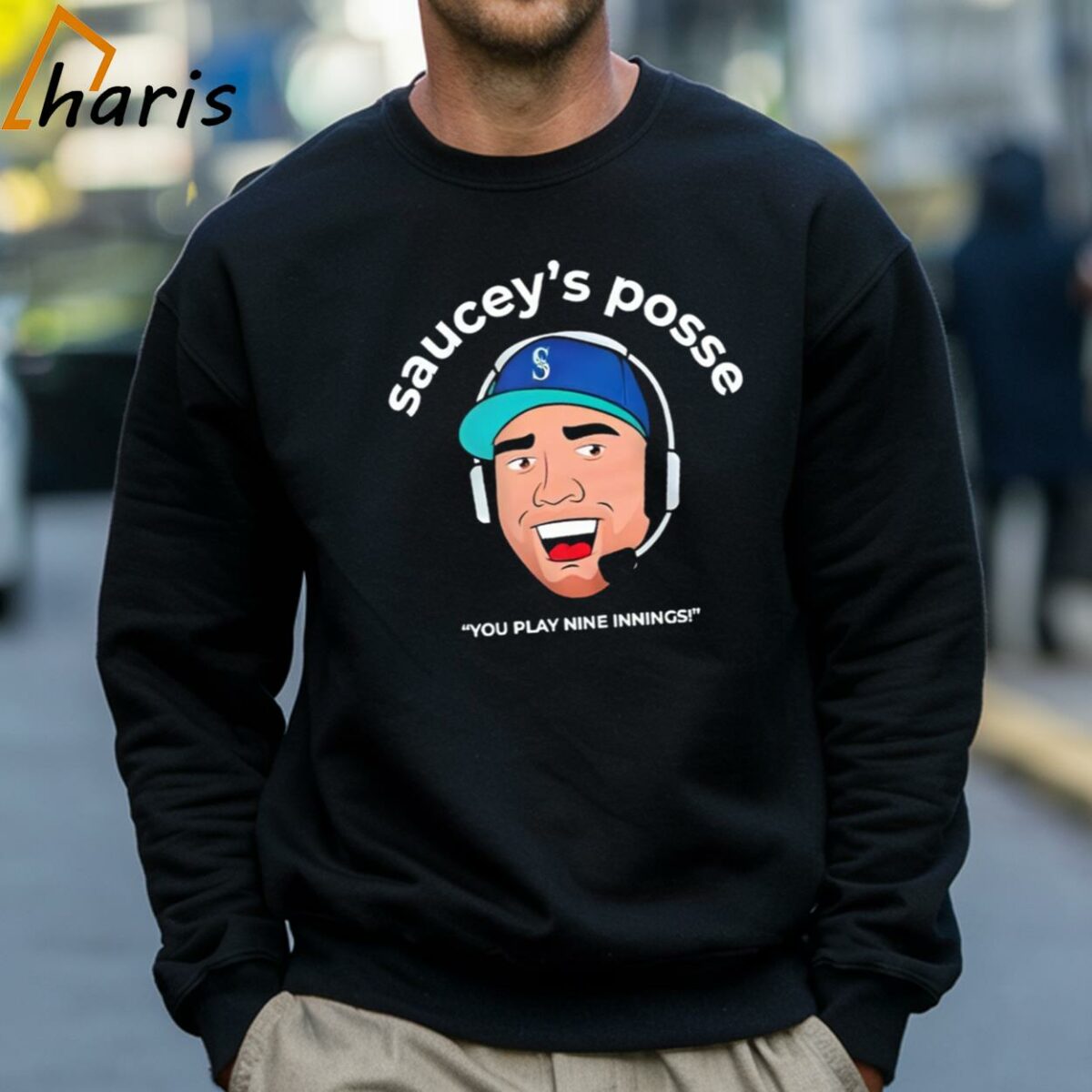Sauceys Posse You Play Nine Innings Seattle Mariners Cartoon Shirt 4 Sweatshirt