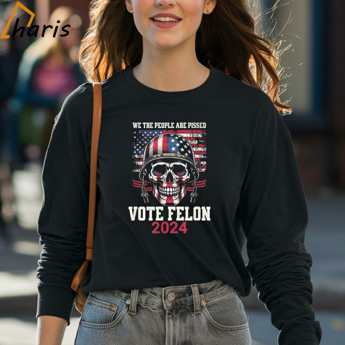 Skull We the People Felon Trump 2024 Funny Election T shirt 4 long sleeve shirt