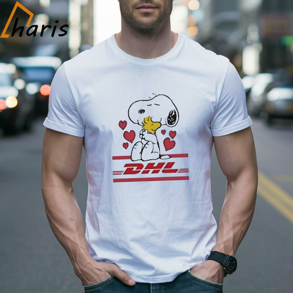 Snoopy And Woodstock Loves DHL Logo T shirt 2 Shirt