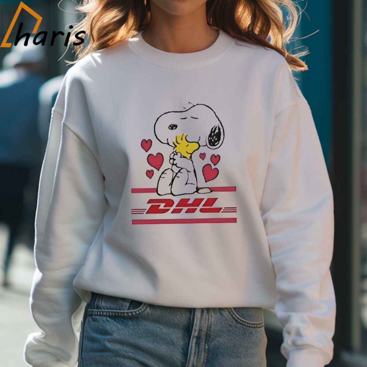 Snoopy And Woodstock Loves DHL Logo T shirt 4 Sweatshirt