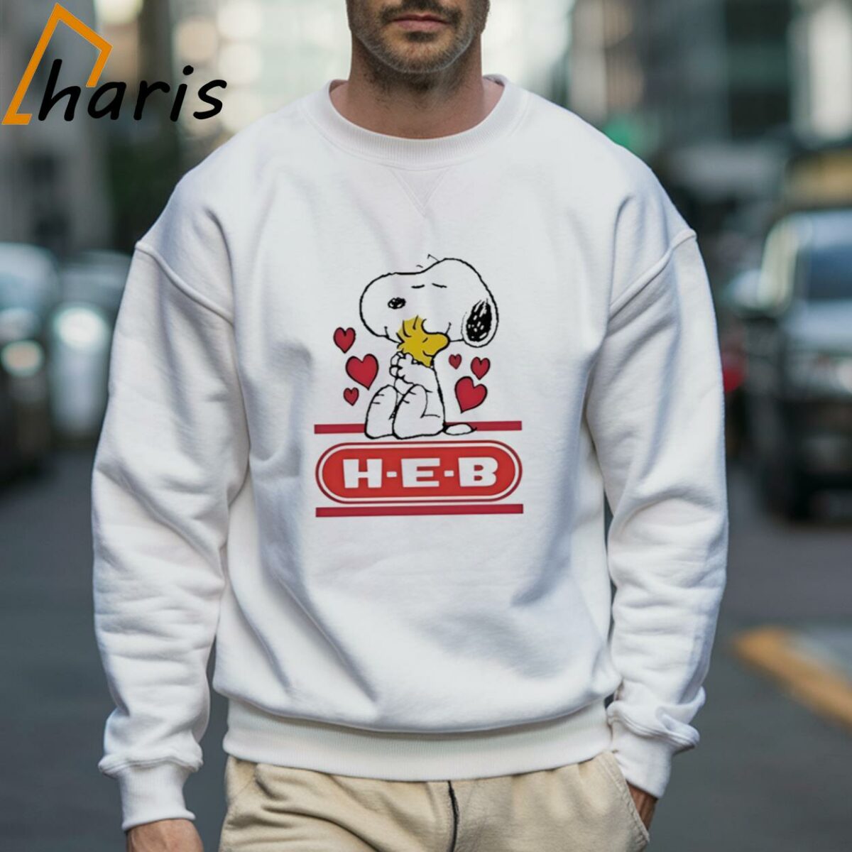 Snoopy And Woodstock Loves H E B Logo T shirt 3 Sweatshirt