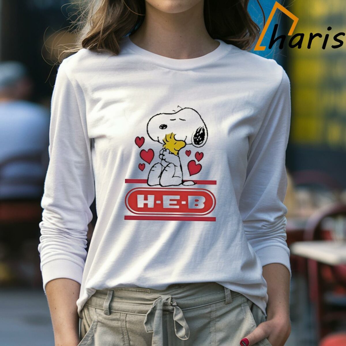 Snoopy And Woodstock Loves H E B Logo T shirt 4 Long sleeve Shirt