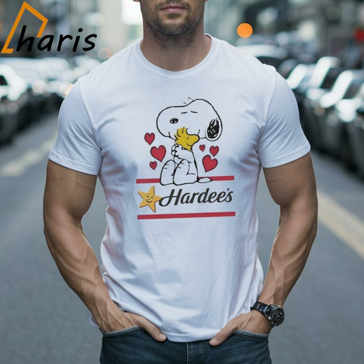 Snoopy And Woodstock Loves Hardees Logo T shirt 2 Shirt