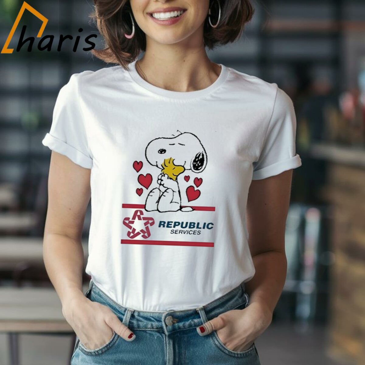 Snoopy And Woodstock Loves Republic Services Logo T shirt 1 Shirt