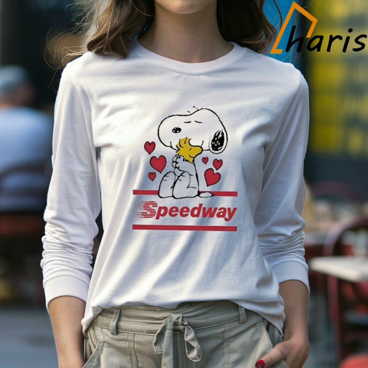 Snoopy And Woodstock Loves Speedway Logo T shirt 4 Long sleeve Shirt