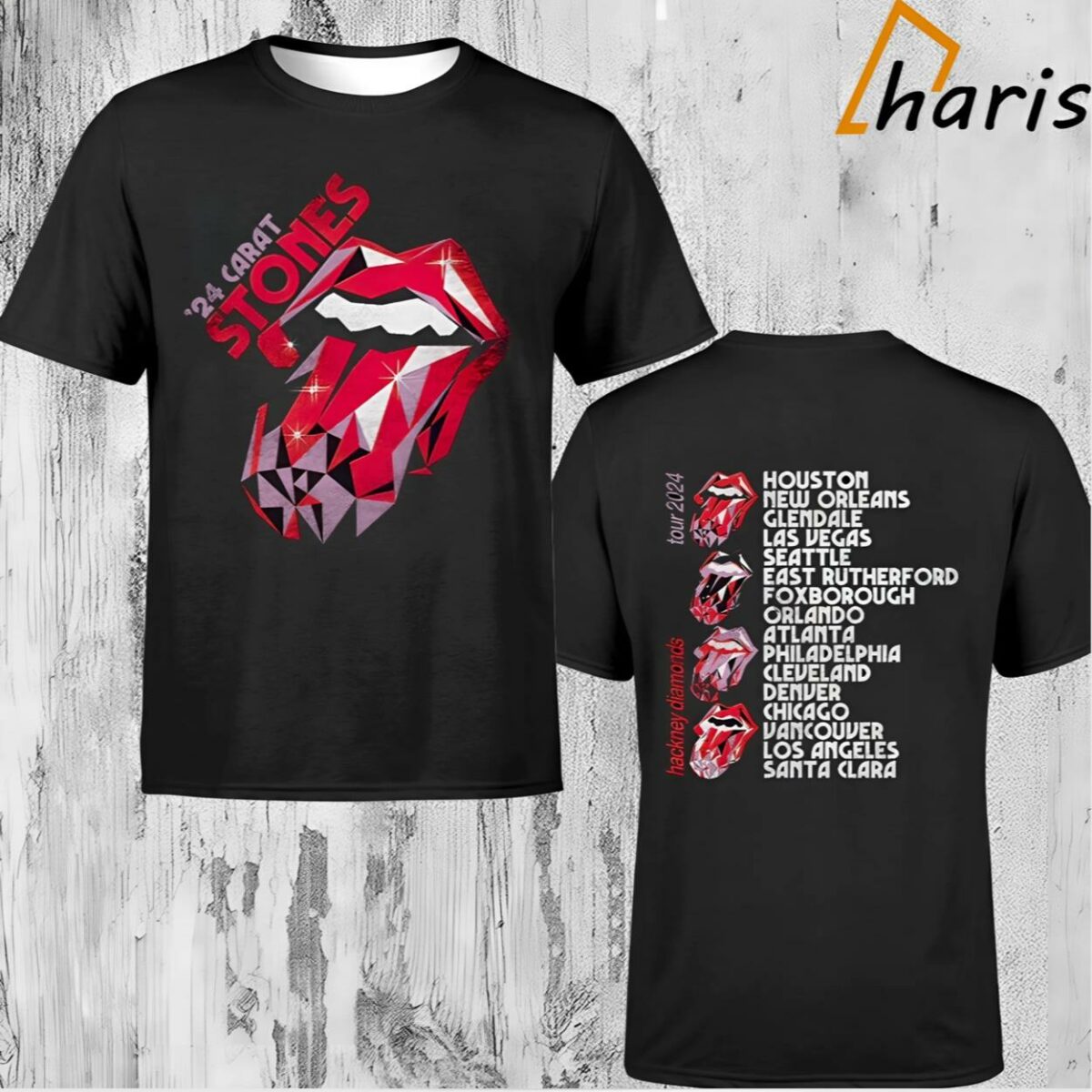 The Rolling Stones Hackney Diamonds Tour Vintage Washed Dateback T Shirt 1 1
