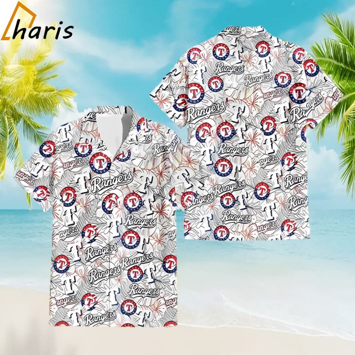 Tropical Flower Texas Rangers Hawaiian Shirt 1 1