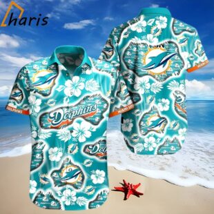 Tropical Hibiscus Flower Miami Dolphins NFL Hawaiian Shirt 1 1