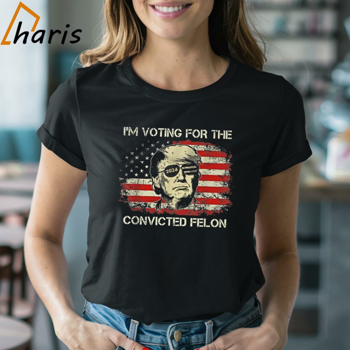 Trump 2024 Convicted Felon Im Voting Convicted Felon 2024 USA Flag T shirt 2 Shirt