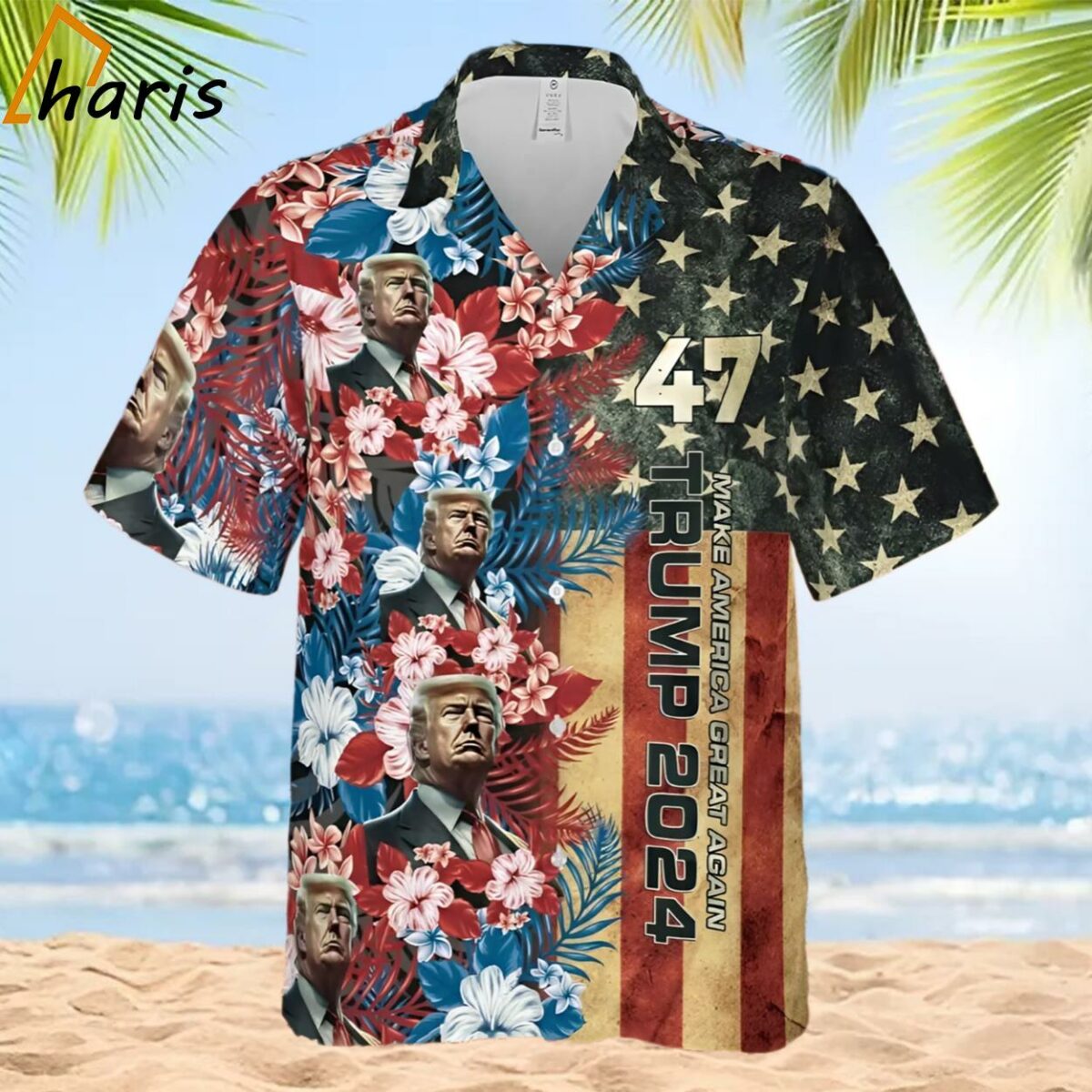 Trump 2024 Make America Great Again Flowers Tropical Hawaiian Shirt 2 2