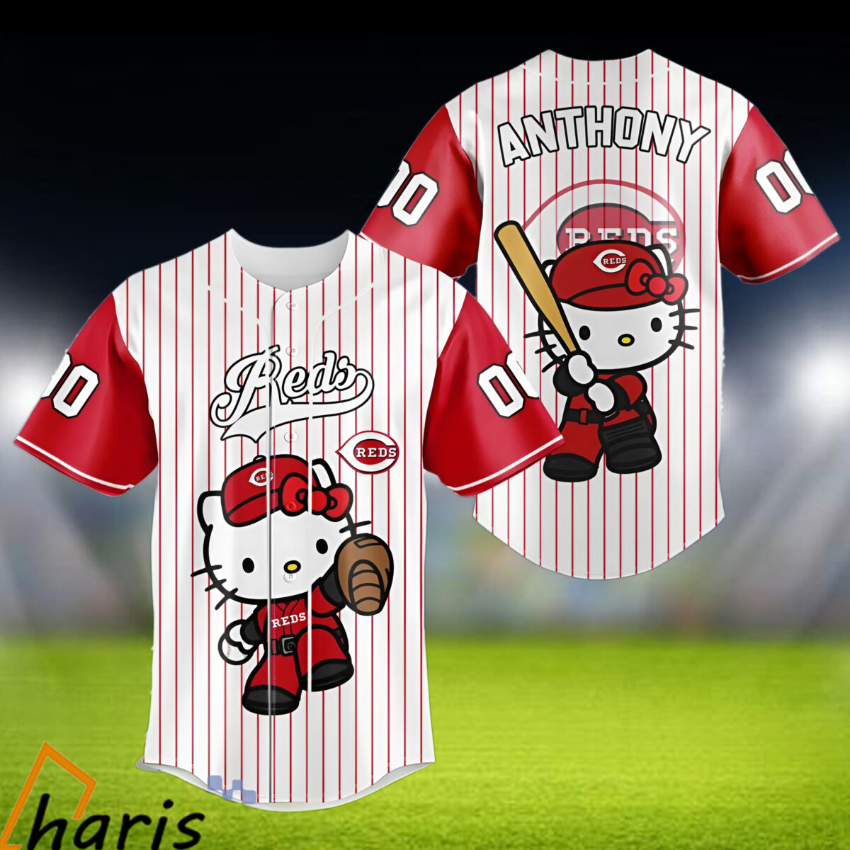 Custom name MLB Hello Kitty Cincinnati Reds Baseball Jersey