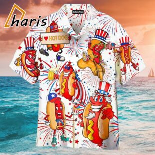 Funny Hot Dog American Flag Hawaiian Shirt 1 1