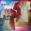 Womens Bloody Problem Solved Halloween Print V Neck T Shirt 1 1
