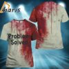 Womens Bloody Problem Solved Halloween Print V Neck T Shirt 2 2