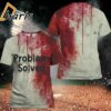 Womens Bloody Problem Solved Halloween Print V Neck T Shirt 3 3