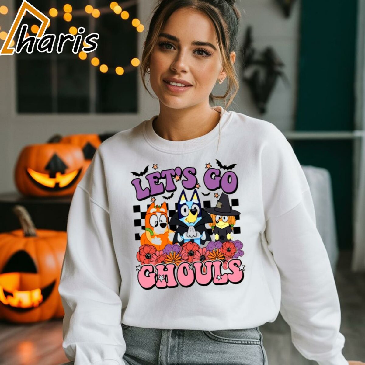 Bluey Dog and Friends Lets Go Ghouls Bluey Halloween Shirts 3 4