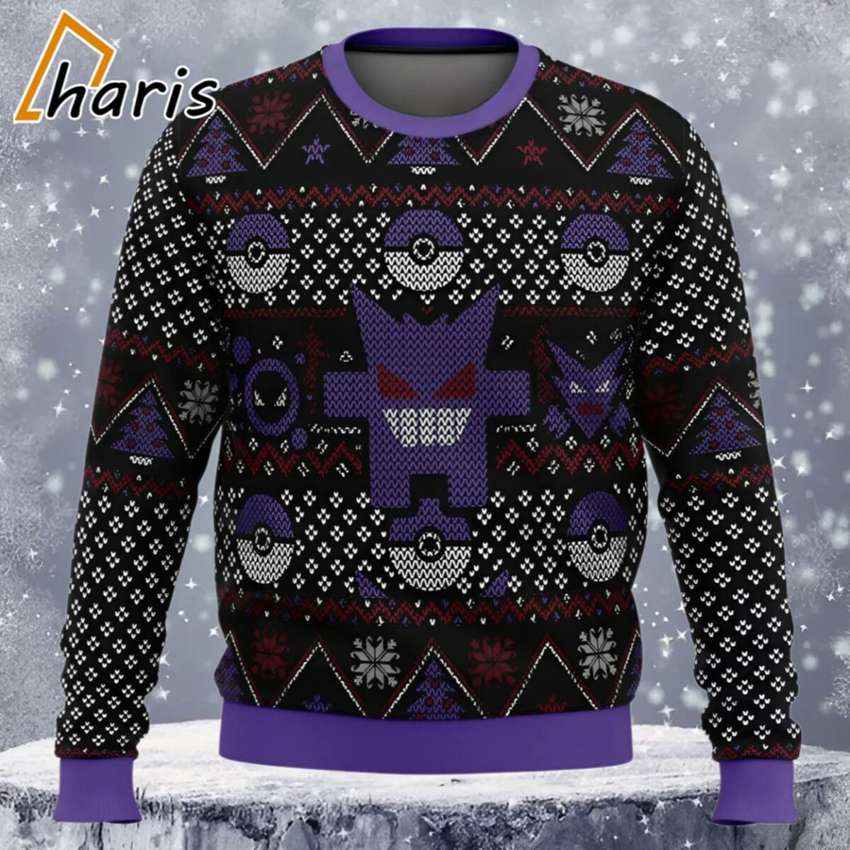 Ghosts Gengar Ghastly Haunter Pokemon Ugly Christmas Sweater 4 4