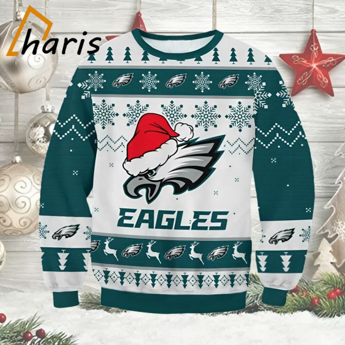 Big Logo Santa Hat NFL Eagles Ugly Christmas Sweater result 2 2