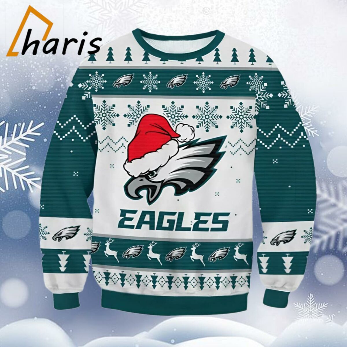 Big Logo Santa Hat NFL Eagles Ugly Christmas Sweater result 3 3