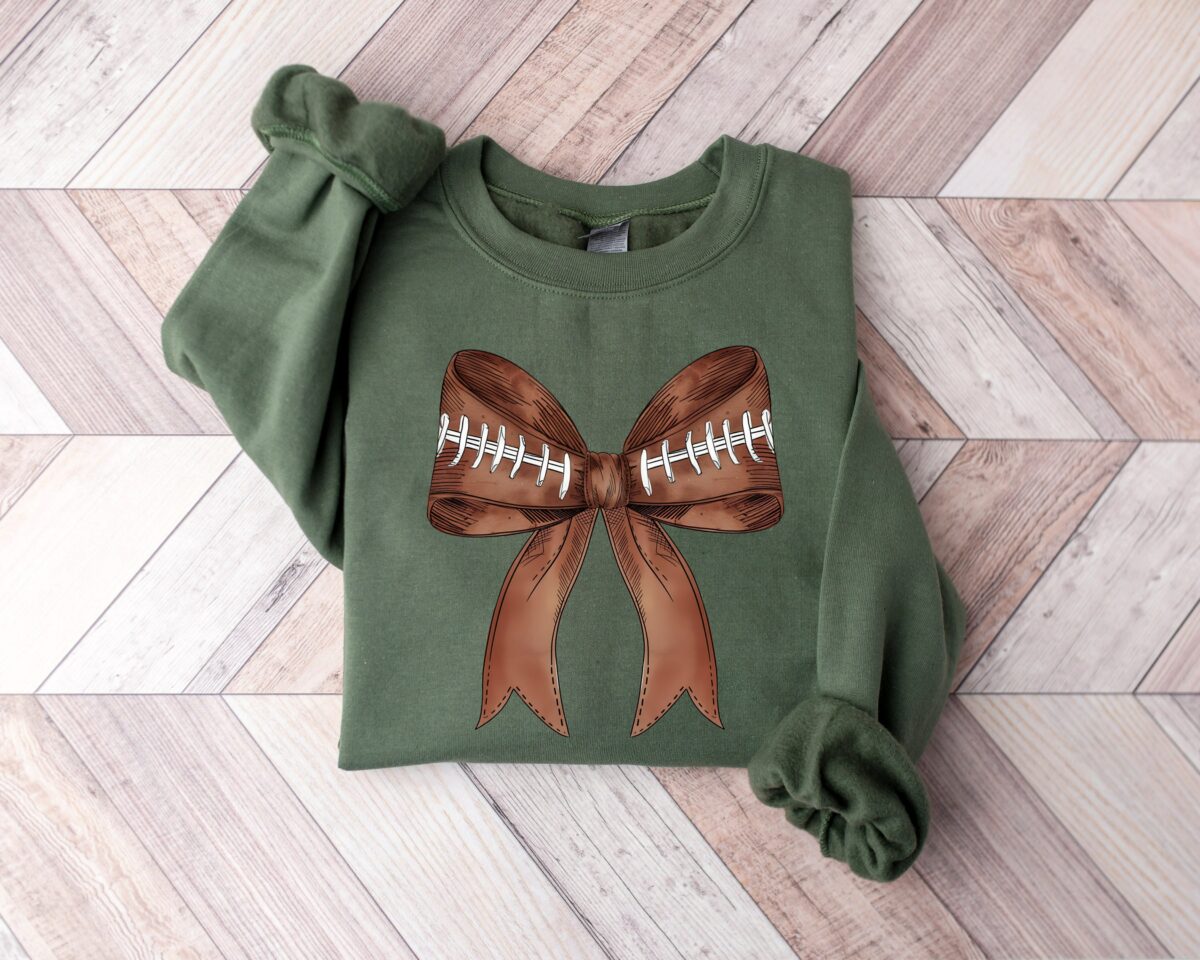 Coquette Football Shirt Retro Gameday Sweatshirt Football Bow T Shirt Autumn Football Season Sweater Football Mom Shirt 1