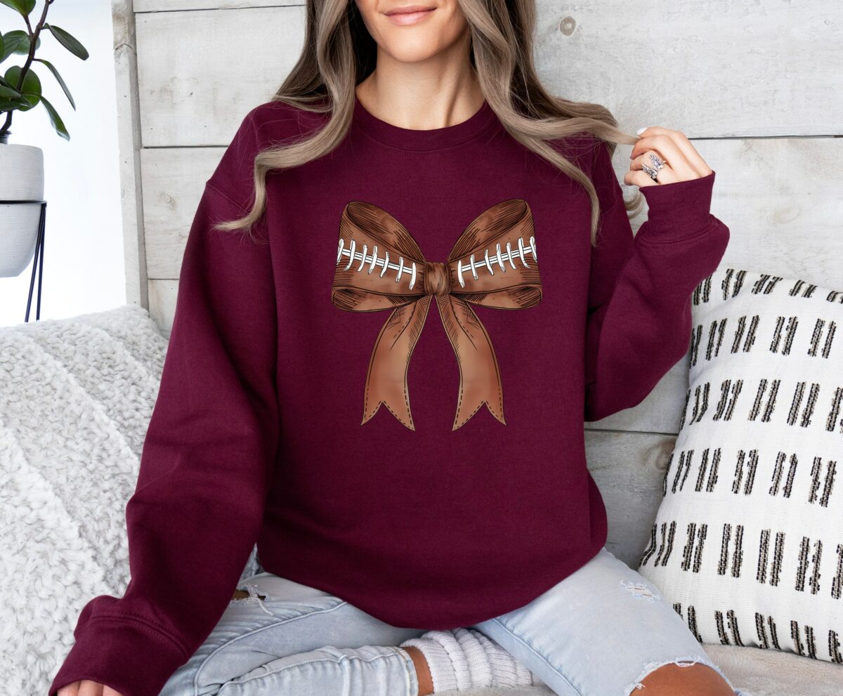 Coquette Football Shirt Retro Gameday Sweatshirt Football Bow T Shirt Autumn Football Season Sweater Football Mom Shirt 5