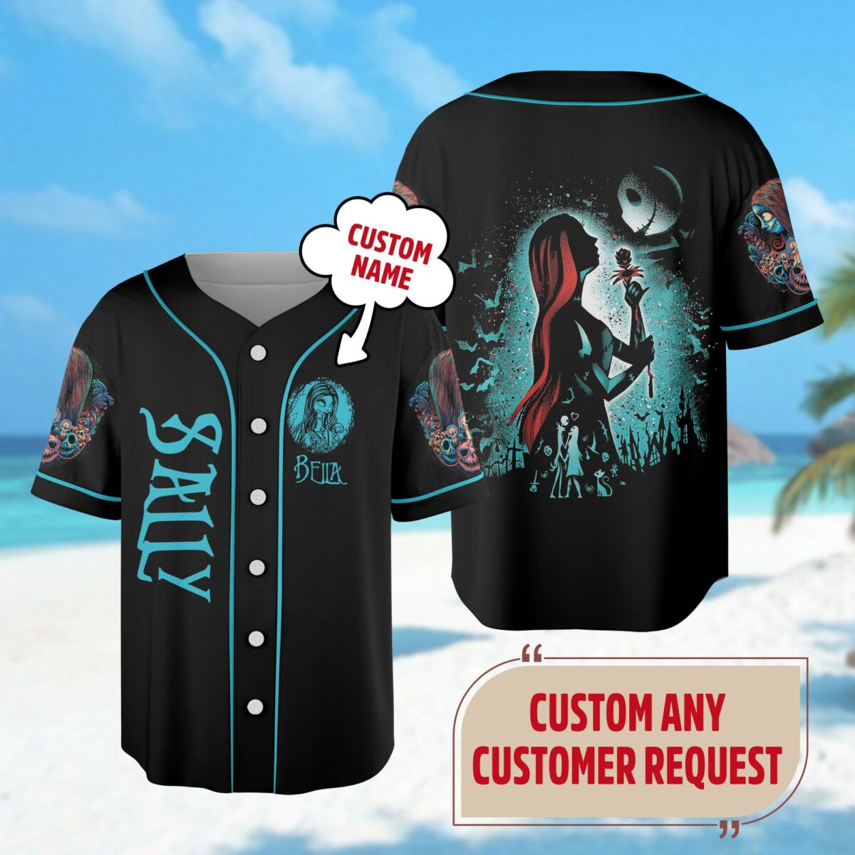 Custom Sally Nightmare Halloween Baseball Jersey Sally Nightmare Before Christmas Jersey Horror Movie Jersey Shirt Jack Skellington Gift 1