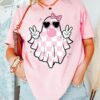 Cute Girly Ghost Blowing Bubble Shirt Cute Pink Ghost Shirt Retro Ghost Shirt 2