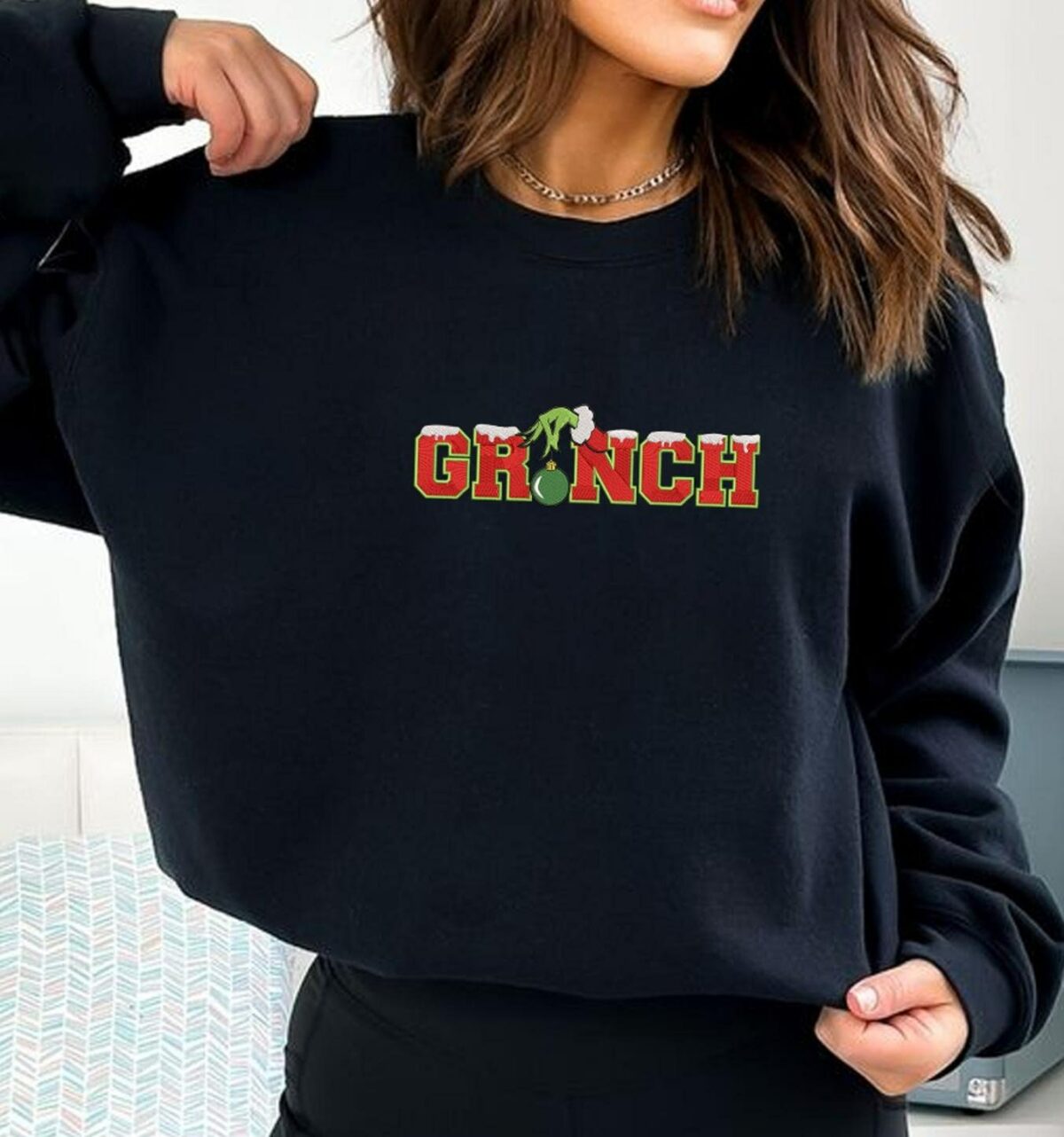 Embroidered Grinchmas Sweatshirt Whoville Xmas Shirt Funny Christmas Gift for Friend ESA131 5