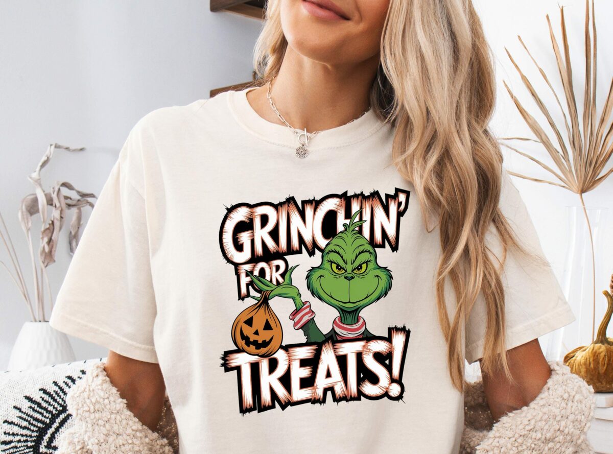 Grinchin for Treats T shirt Funny Halloween Grinch Trick or Treat Tee Spooky Grinch Halloween Shirt Grinch Costume Design 5