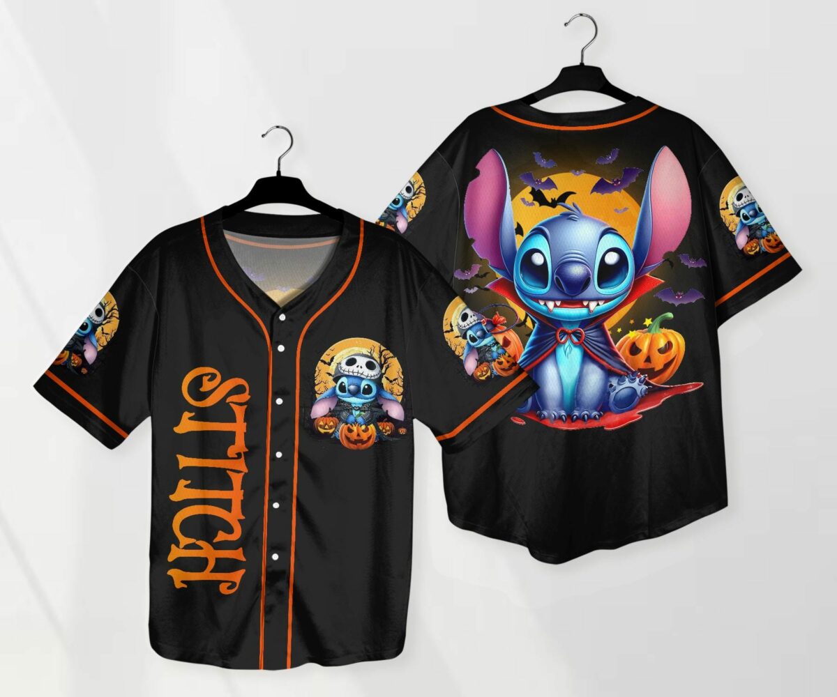 Halloween Stitch Baseball Jersey Ghost Baseball Shirt Halloween Jersey Shirt Gift 1