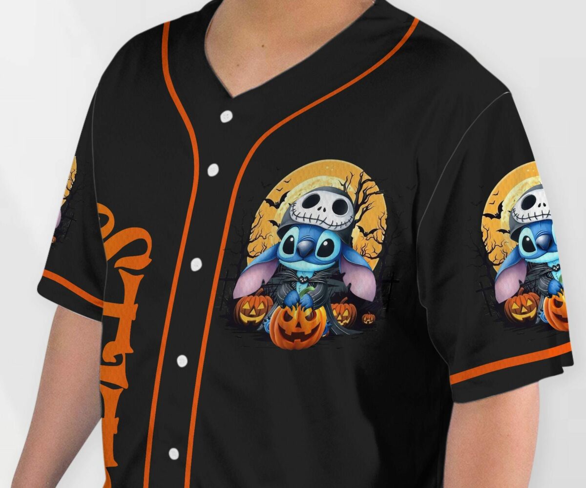 Halloween Stitch Baseball Jersey Ghost Baseball Shirt Halloween Jersey Shirt Gift 9