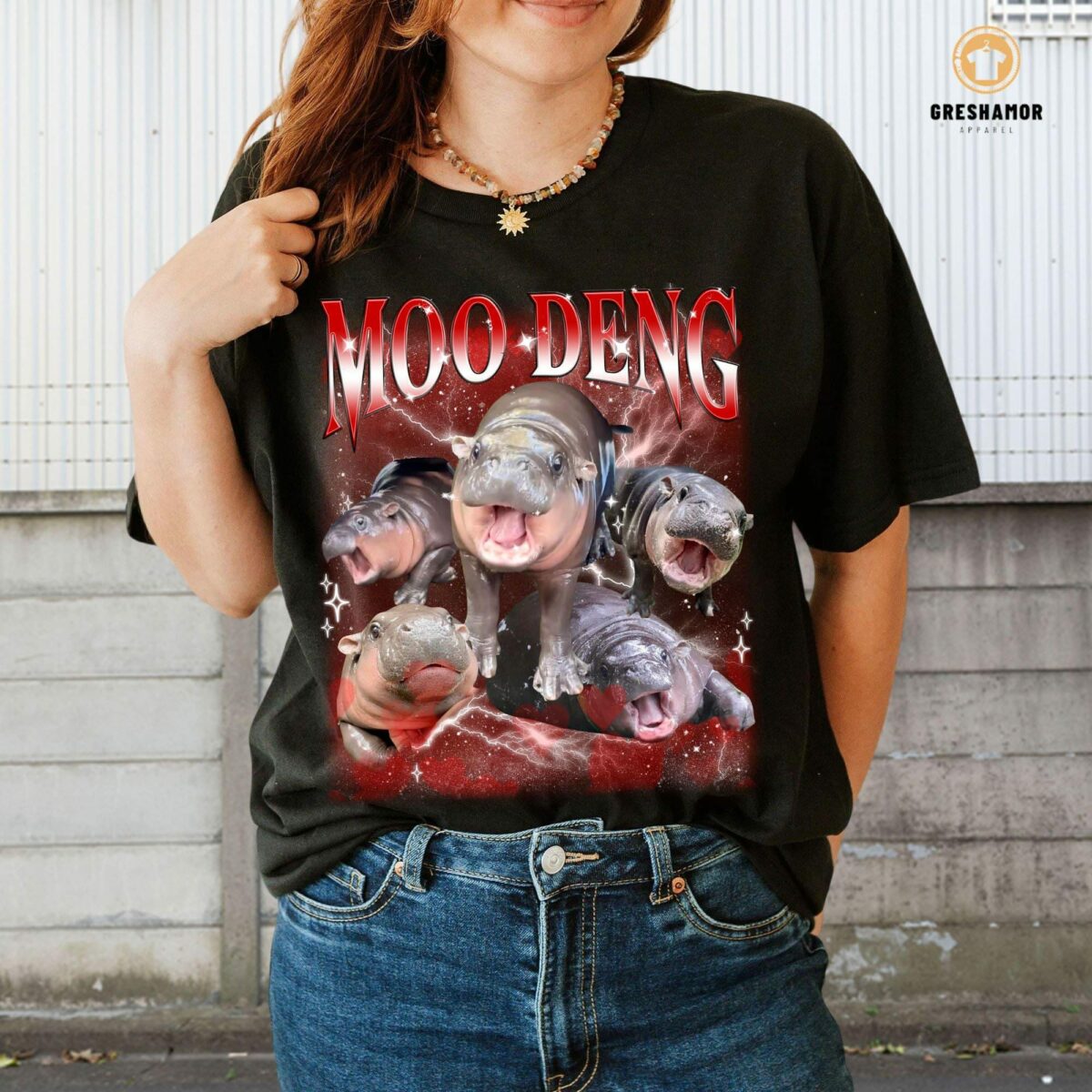 I Love My Moo Deng Shirt Funny Moo Deng I Love You TShirt Hippo Moo Deng Funny Tee Moo Deng Bouncy Pig In Thai Picture 6