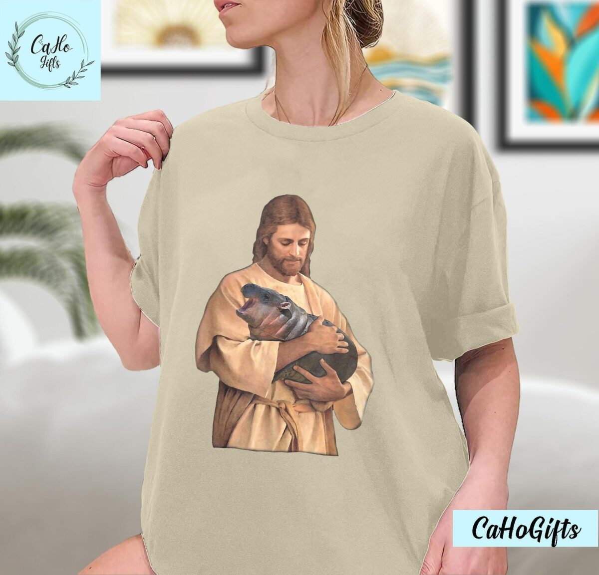 Jesus Moo Deng Shirt Jesus Loves Moo Deng Bouncy Pig Cute Baby Hippo Meme T Shirt Moo Deng Shirt Sweatshirt Hoodie 1