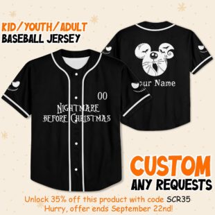 Personalize Jack Skellington Custom Name Nightmare Before Baseball Team Jersey Jack Skellington Disneyland Jersey Birthday Gift 1