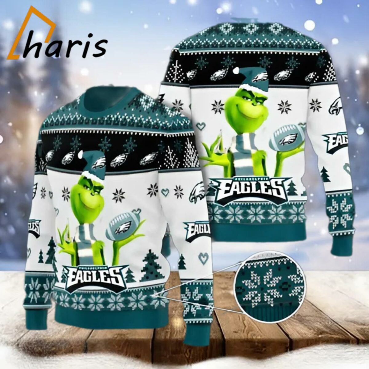 Philadelphia Eagles Grinch Knit Eagles Ugly Christmas Sweater result 1 1