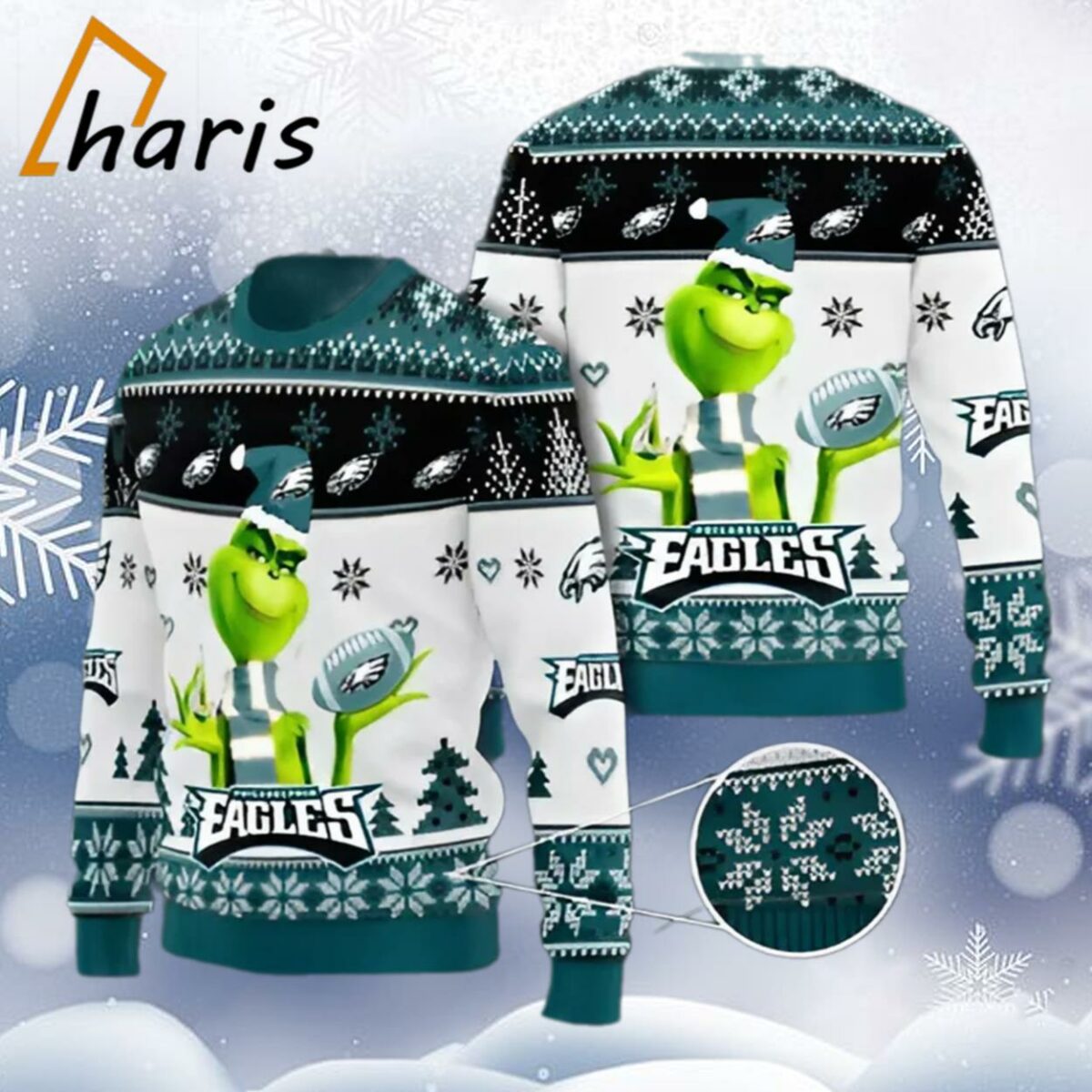 Philadelphia Eagles Grinch Knit Eagles Ugly Christmas Sweater result 3 3