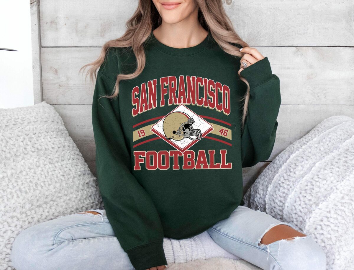 San Francisco Football Sweatshirt Shirt Retro Style 90s Vintage Unisex Crewneck Sun Day Football Graphic Tee Gift For Football Fan Sport 3